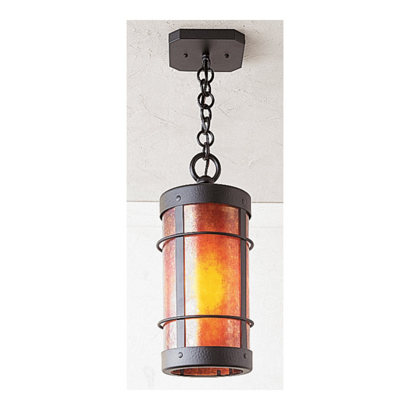 Valencia 1 - Light Pendant, 17.75" H x 7.63" W x 7.63" D, Satin Black, Amber Mica