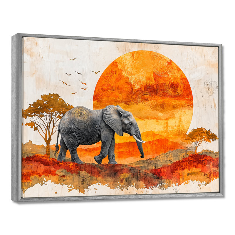 «Haglund Elephant Spirit of The Savannah IV», décoration murale éléphant, Argent argent, H 34 po x l 44 po