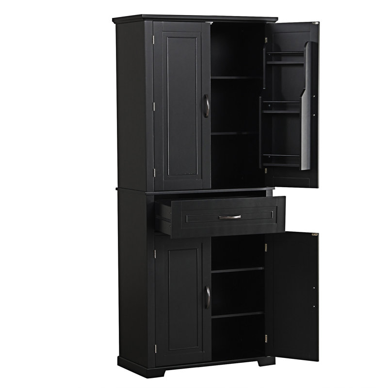 Bathroom Storage Cabinet With Multiple Storage Space, Black