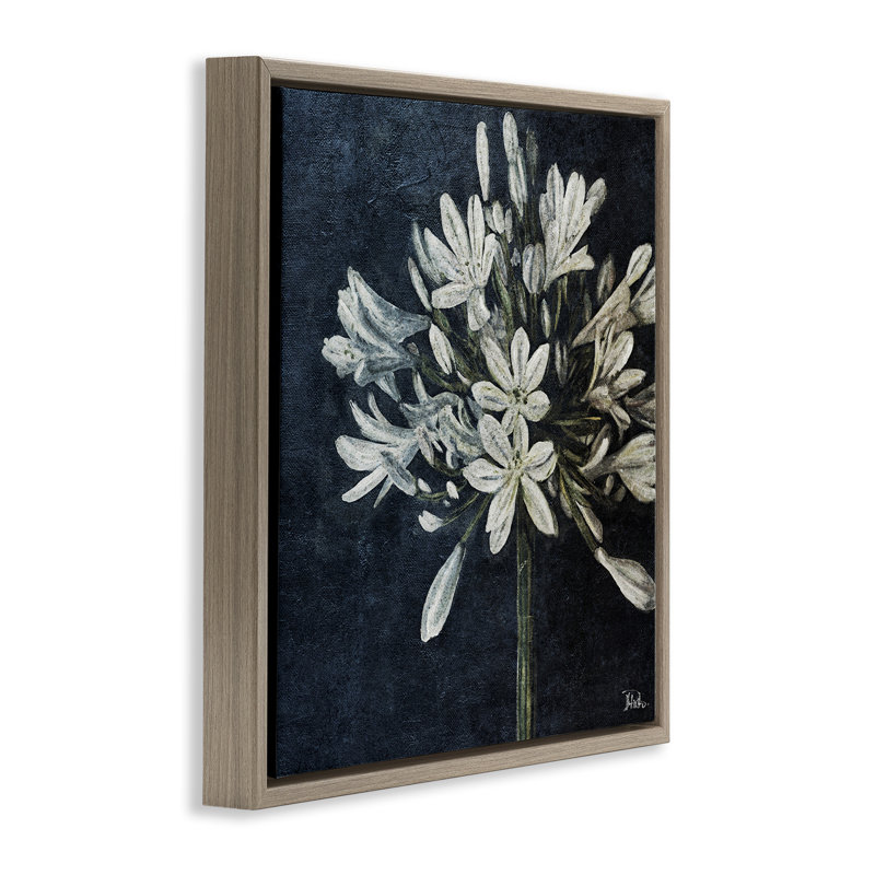 "White Herb Blooms", art mural encadré par Patricia Pinto, Cadre flottant orme Montalcino, H 25 po x l 25 po