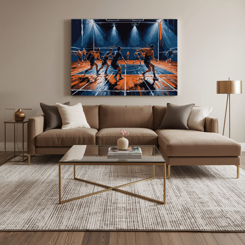 Art sportif sur toile mauve, H 11 po x l 14 po