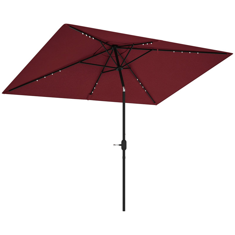 Parasol solaire pour terrasse avec DEL et inclinaison, parasol de table, rouge vin, Vin rouge