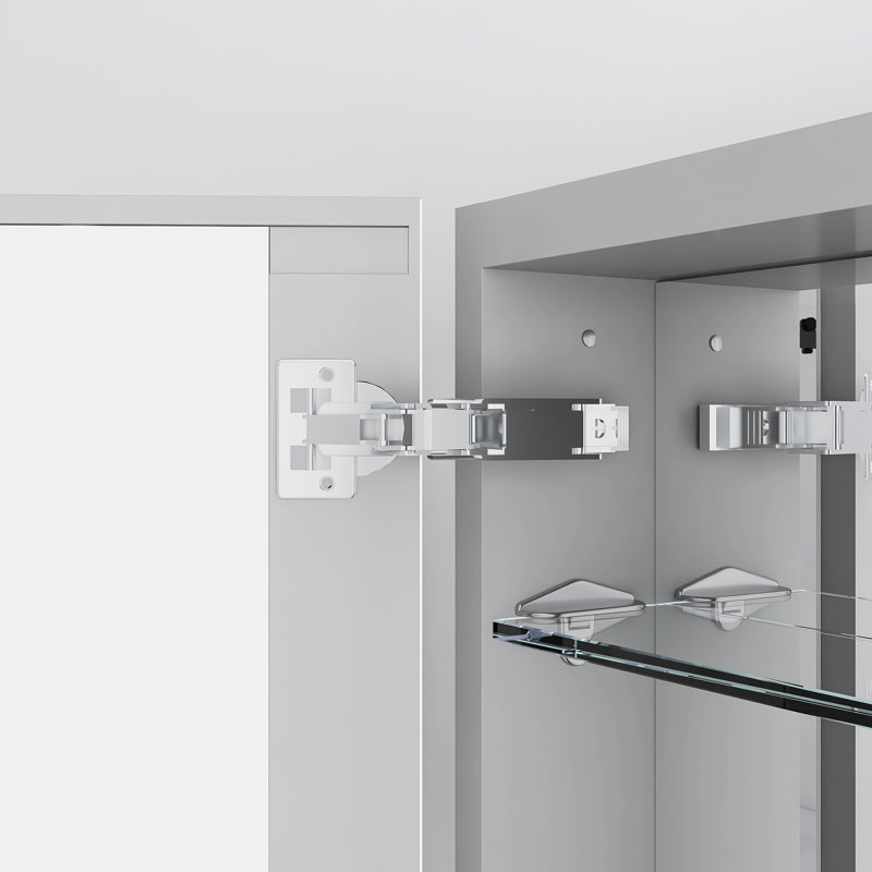Pharmacie rectangulaire avec miroir, Argent argent, H 20 po x l 16 po x P 4,63 po