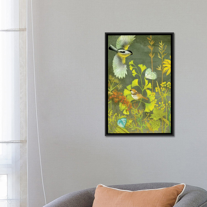" Birding II " by Chariklia Zarris, 26" H x 18" W x 1.5" D, Black Framed Canvas, No Matte
