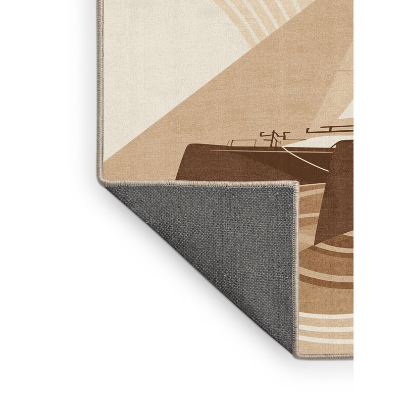Soft Plush Ehlers Catamaran Sailboat Coastal Area Rug in Beige – Beige Binding, 6x9