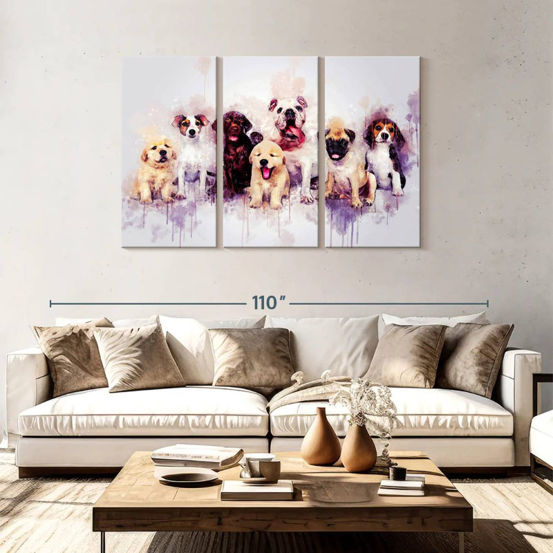 Chiots de chien, H 48 po x l 74 po