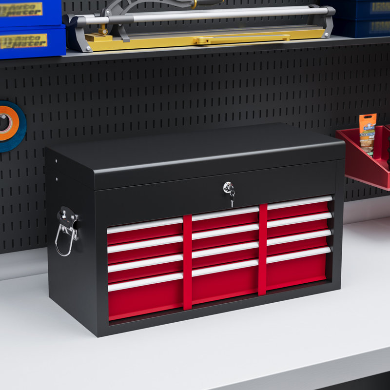 Boîte à outils en métal 23,6 "avec top case, glissières à roulement à billes