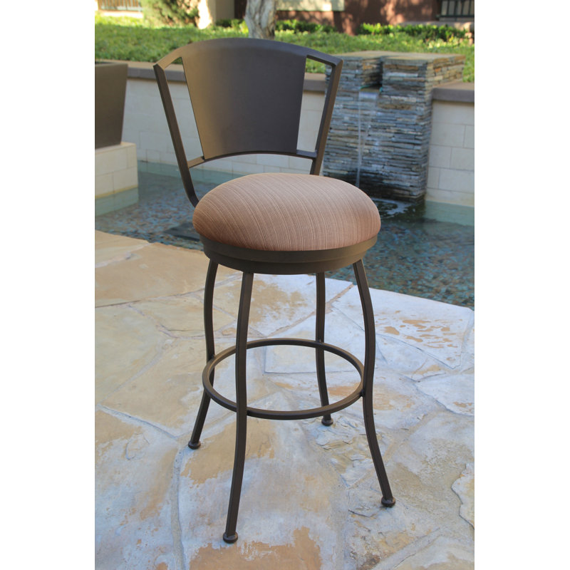 Tabouret de bar avec coussin Amareona, Café au lait Dupione, 26 po