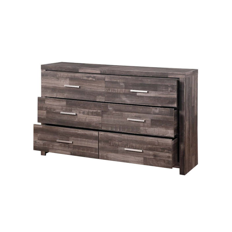 Commode 6 tiroirs Juniper, finition chêne foncé