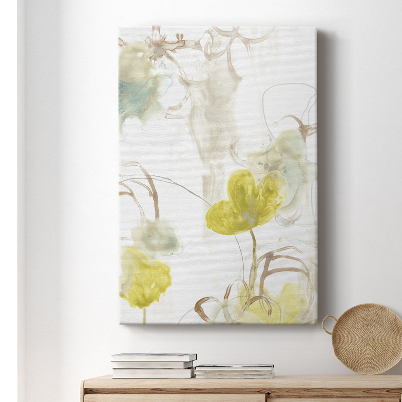Floral I - peinture sur toile tendue, H 18 po x l 12 po x P 1 po