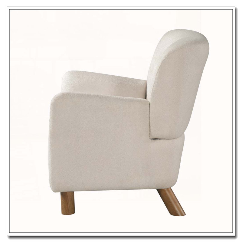 Fauteuil d'appoint moderne avec dossier capitonné et pieds en bois, Beige Linen