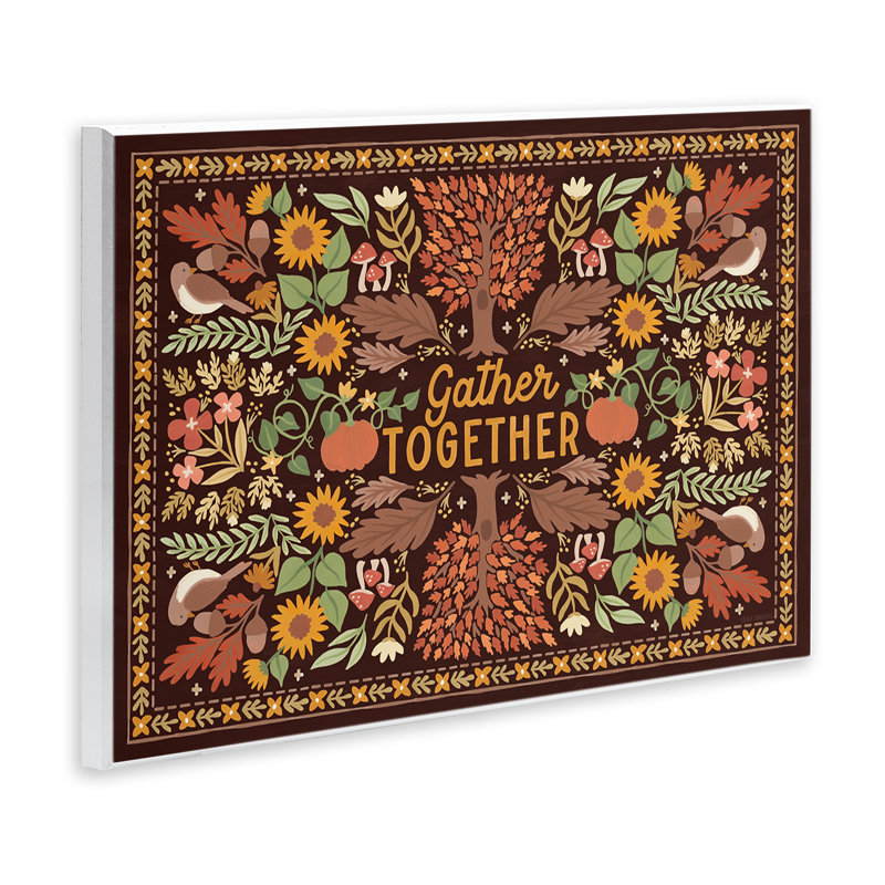 «Gather Together» sur toile brune par Laura Marshall, H 13 po x l 19 po