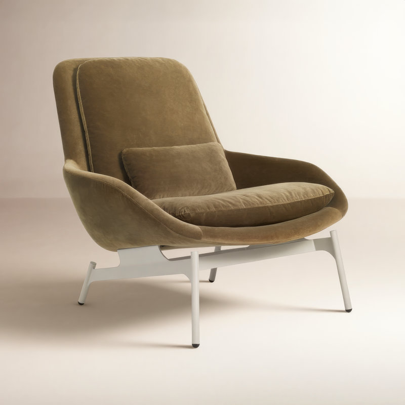 Field Lounge Chair, Moss Velvet Polyester Blend