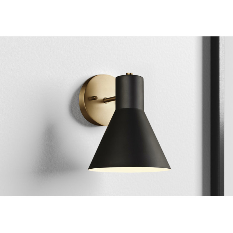 Byers Steel Armed Sconce, No, Satin Brass/Steel Black