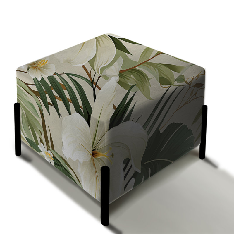 Neutre Oasis Ii motif tropical - repose-pieds carré tropical