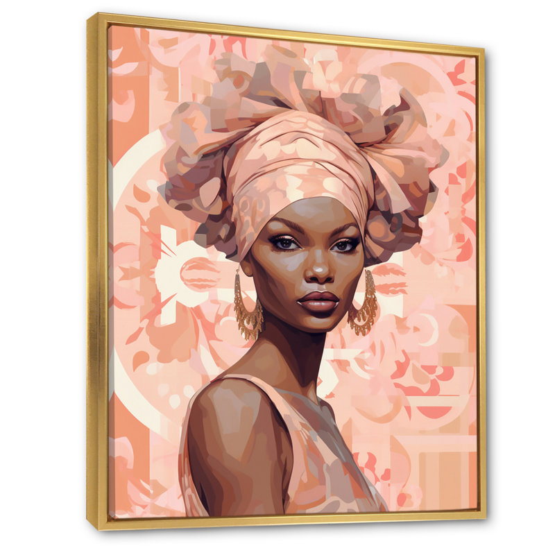 Vogue rétro mode afro-américaine beauté I, Cadre flottant doré, H 44 po x l 34 po x P 1,5 po
