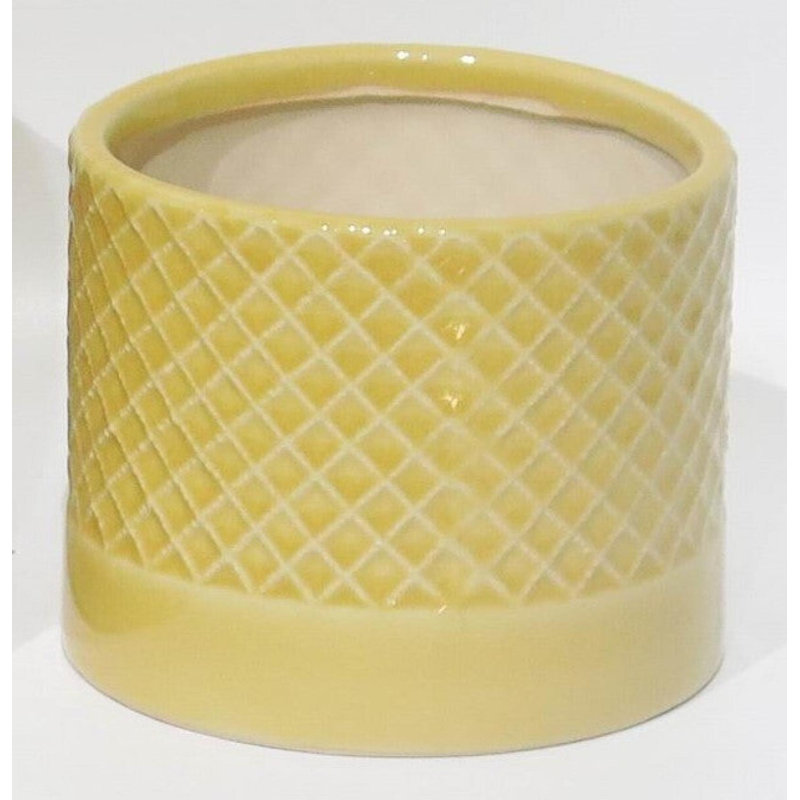 Pot de fleurs à motif de croix jaune