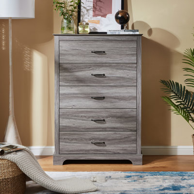 Commode 5 tiroirs, organisateur de rangement l 31 po pour chambre à coucher, salon, couloir - style maison de campagne