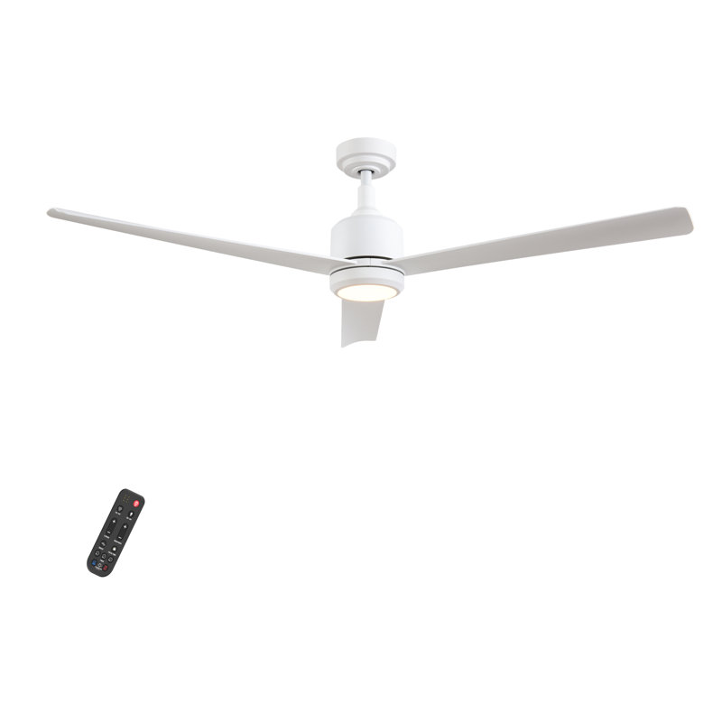 Ventilateur de plafond intérieur / extérieur 60 po avec lumière DEL, intensité variable 6CCT Valen, ventilateur de plafond avec télécommande Valen - blanc mat