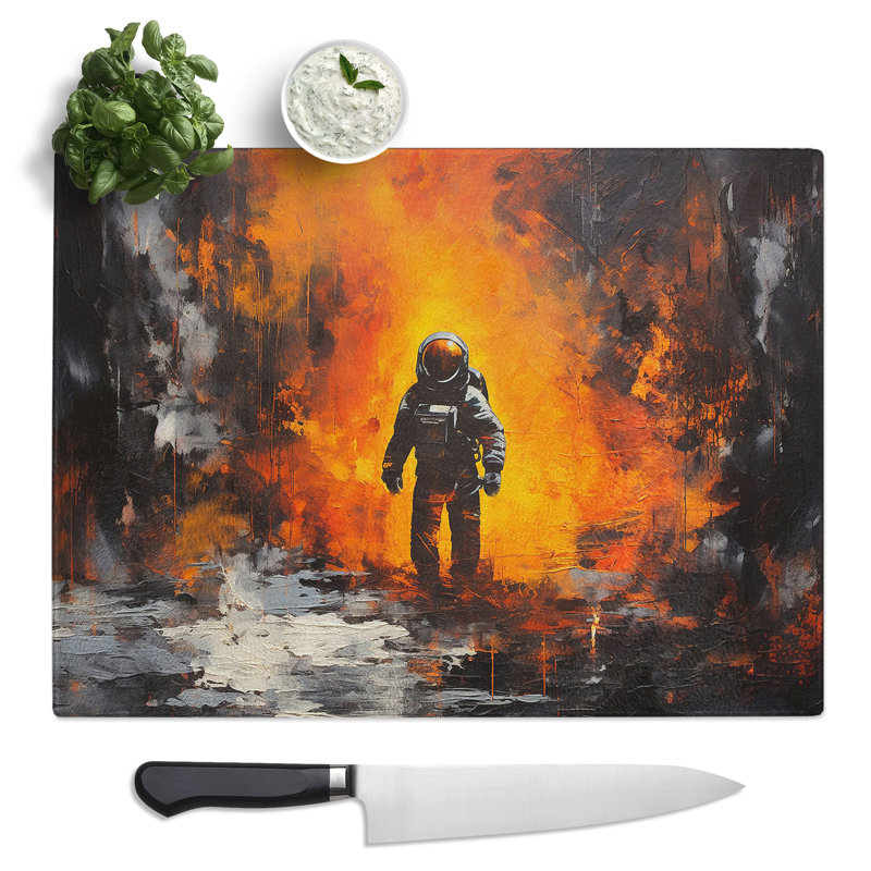 Astronaut Abstract  Glass Chopping Board