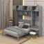 Grand lit escamotable mural avec bureau, armoire supérieure et tablettes de rangement, lit pliant peu encombrant-1223768777