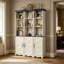 Ensemble d'armoires de rangement modulaires 3 pièces, bibliothèque haute en bois aggloméré avec portes de grange, tablettes ouvertes et armoires de rangement réglables pour le salon, le bureau et le bureau