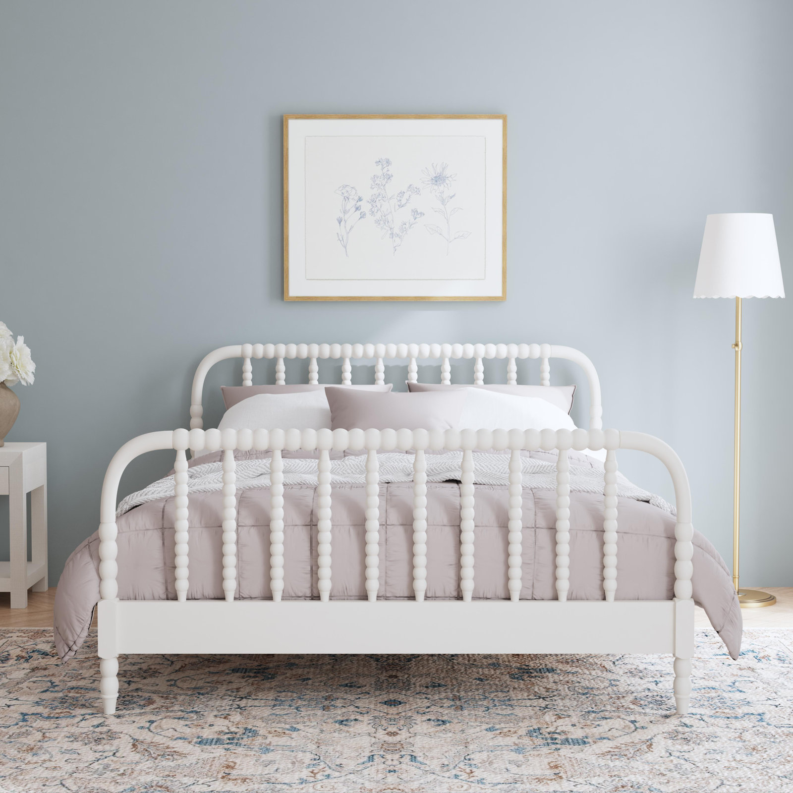 Benbrook Wood Spindle Bed, Queen, White