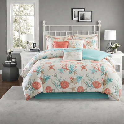 Ensembles de literie en satin de coton luxueux, corail, style bord de mer pour la maison