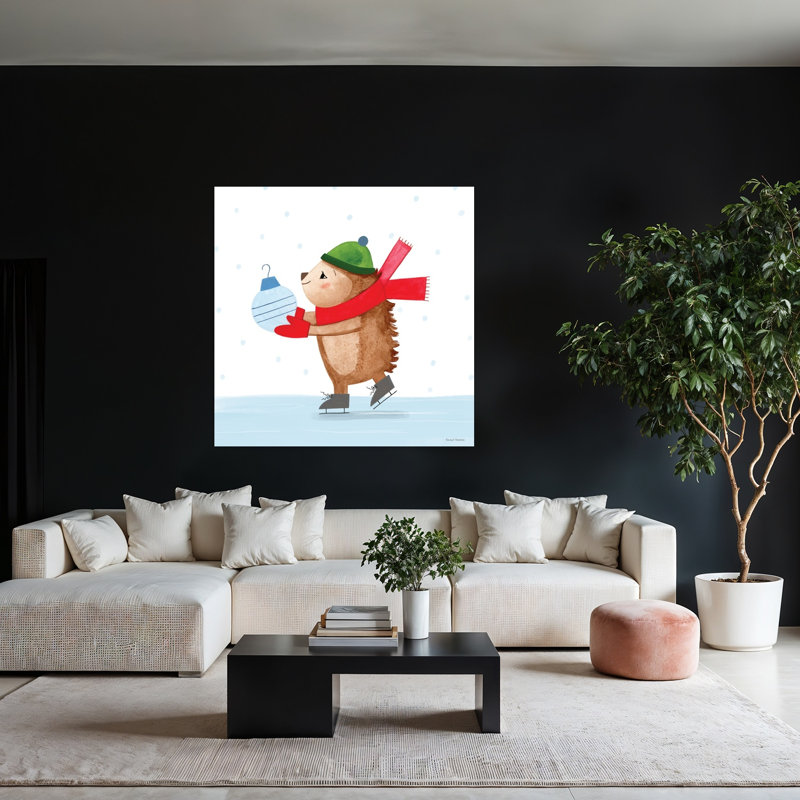 Ice Skating Hedgehog Predailys 1 Piece Wrapped Canvas Wall Art, 121.92cm H x 121.92cm W