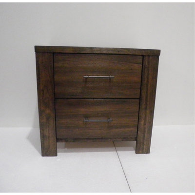 Wooden Nightstand With 2 Drawers In Oak Finish