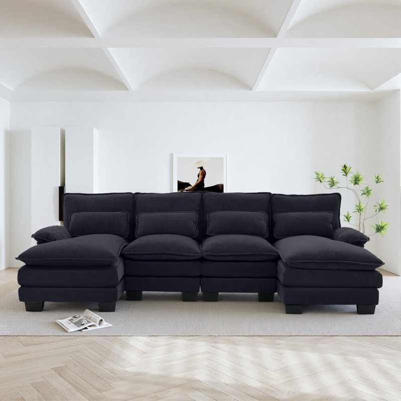 Canapé modulaire Chenille, Chenille noir