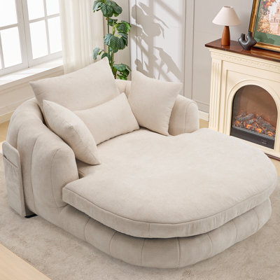 Oversized Chenille Chaise Lounge Sofa, 72" Cloud Couch with Deep Seat Design, Plush 2 Seat Sleeper Sofa for Living Room Bedroom Movie Room
