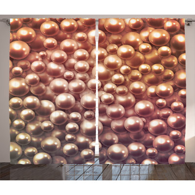 Pearls Abstract Semi-Sheer Rod Pocket Curtain Panels