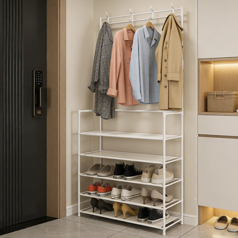 Portemanteau large avec rangement pour chaussures, portemanteaux