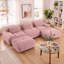 Canapé d'angle modulaire en velours côtelé en forme de U de 295 cm (116 po), avec assises profondes, mousse 32D et sans assemblage, rose poudré-860751193