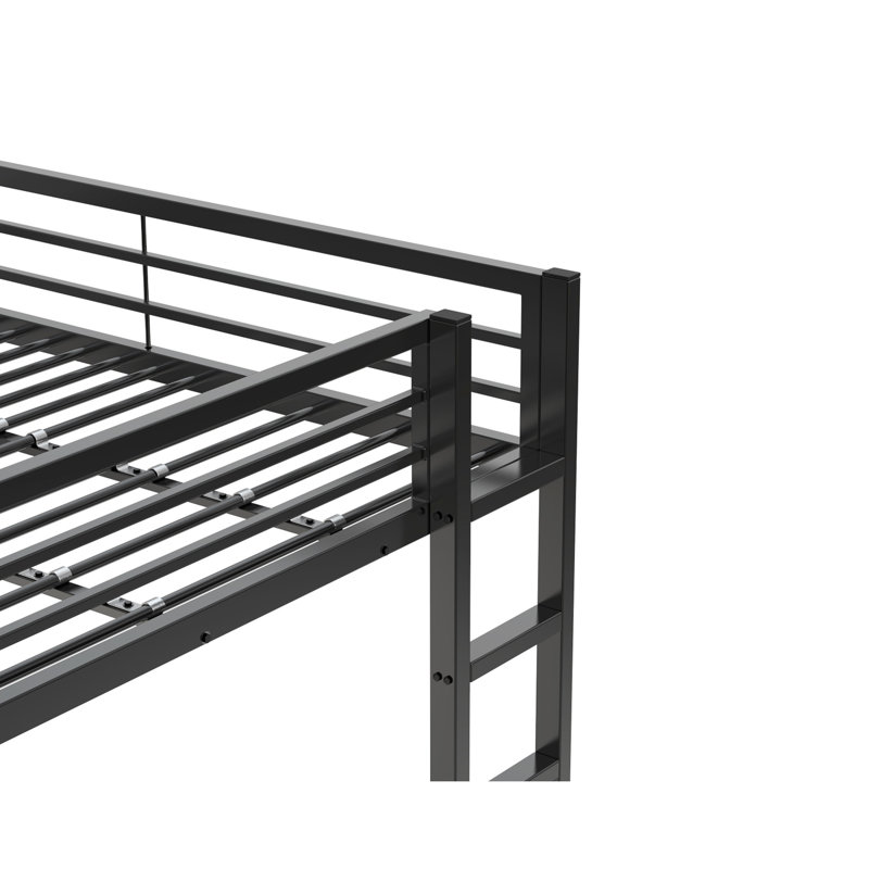 Lit mezzanine double en métal avec bureau et rangement pour les adolescents - noir, 78,07 po de profondeur, 57,58 largeur, 70,85 hauteur, 115,1 lb, conception stable, intégré, garde-corps, lattes, tablettes triangulaires, fiable