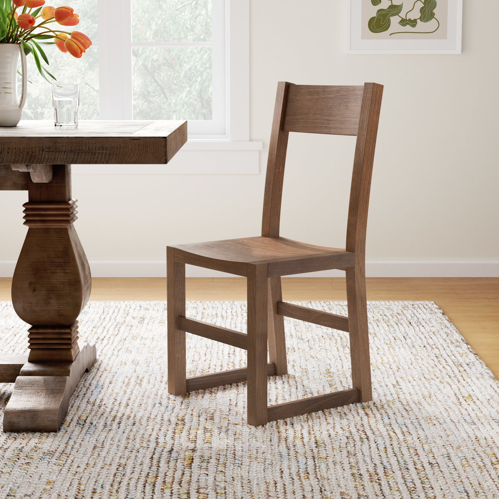 Modica Solid Wood Side Chair, Honey Brown