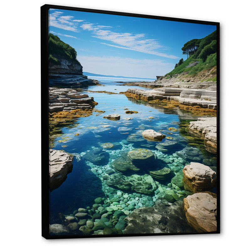 Photo de plage Trideil Tidepools II - Décoration murale nautique et plage, H 44 po x l 34 po x P 1,5 po, Cadre flottant noir