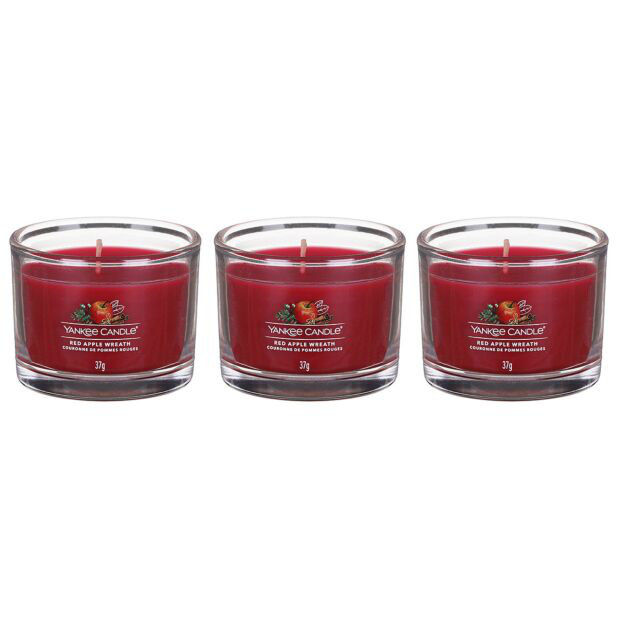 Yankee Candle - 3 Packed Filled Votives, Red Apple Wreath