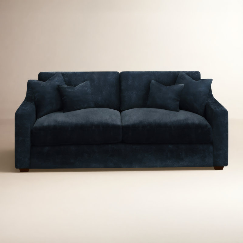 Rhodes Upholstered 94.5'' Sofa, Bella Ink Blue Performance Velvet
