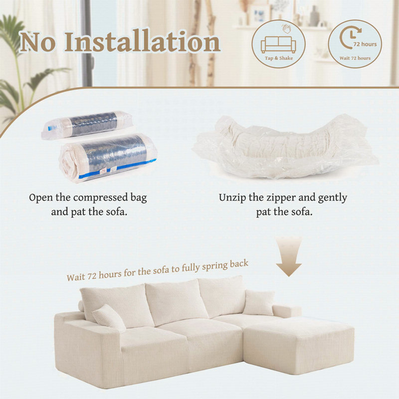 Canapé modulaire Boneless, canapé modulaire Cloud avec assise profonde, canapé modulaire moderne en L avec méridienne, canapé-lit rembourré
