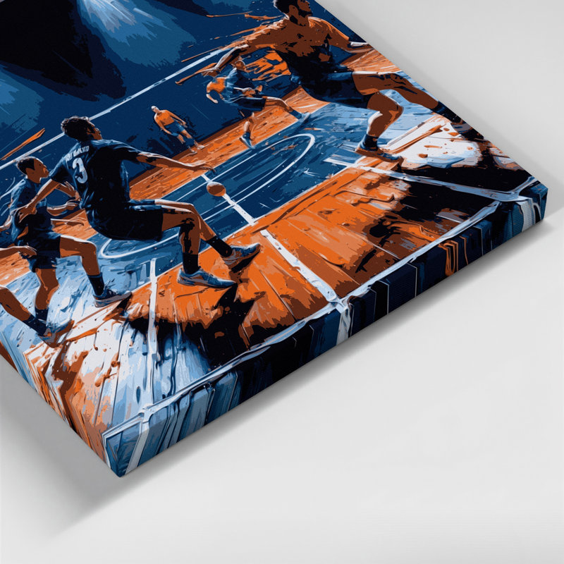 Art sportif sur toile mauve, H 12 po x l 12 po