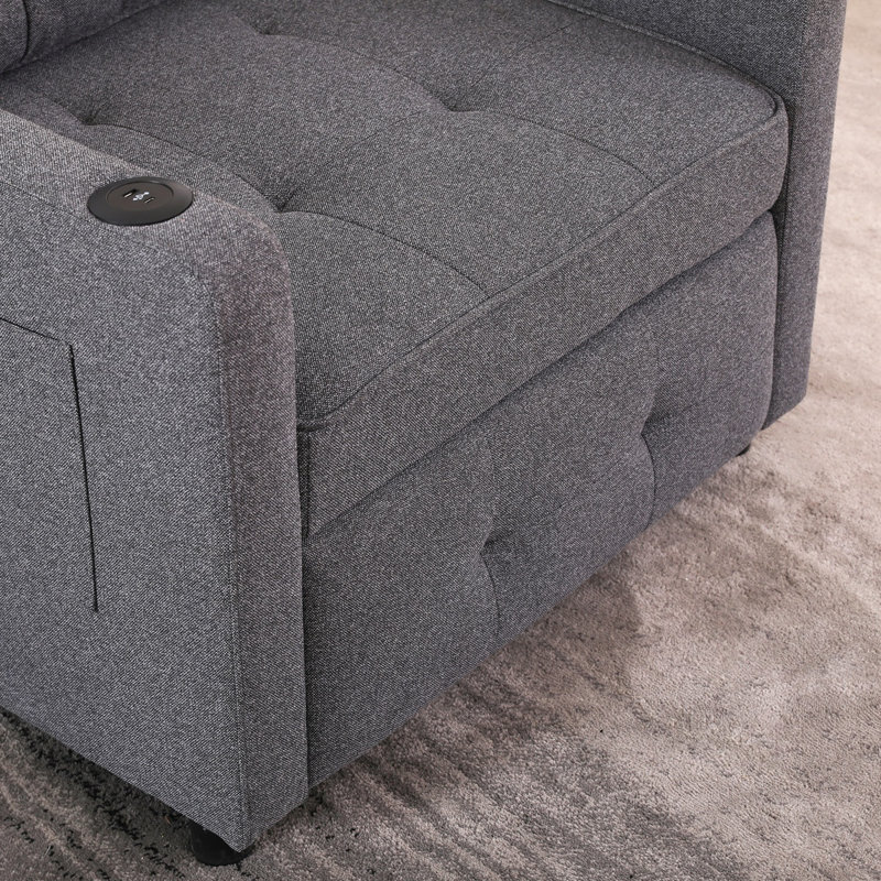 Sleeper Chair 3-In-1 Convertible Chair Bed Pull Out Sleeper Chair Beds Adjustable Single Armchair Sofa Bed, Gray Linen