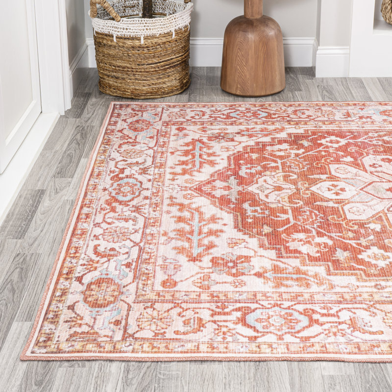 Tapis orange / crème Lesak, Rectangle 3 pi 11 po x 6 pi