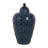 Embossed Round Ceramic Tall Jar with Lid for Home Decor Display - Modern Textured Table Jar Accent for Living Room or Entryway Styling - 12", Navy-89109995