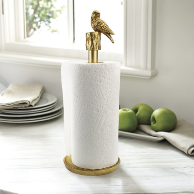 Paper Towel Holder Countertop, Gold Kitchen Accessories Decor Stainless Steel Weighted Base Gold Paper Towel Roll Holder Stand Ratchet Mechanism Kitch