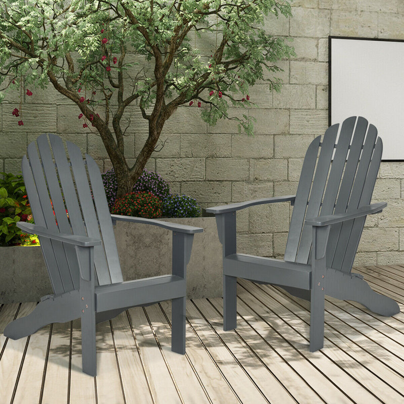 Edaline Acacia Outdoor Adirondack Chair, Gray