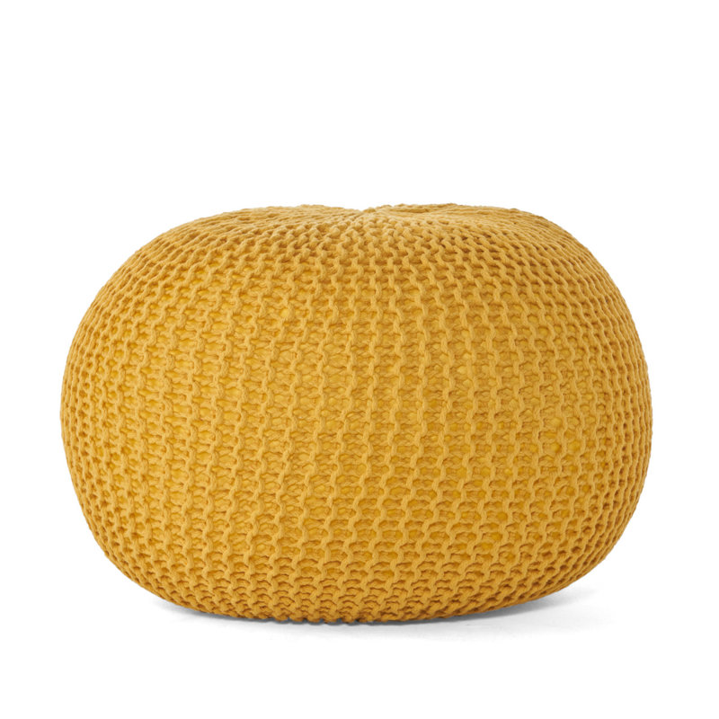 Pouf rond en coton Bordeaux, Light Yellow
