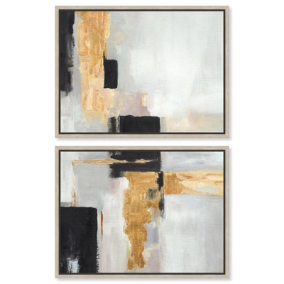 Silent Contrast - Ira Colmeva Abstract Large Framed 2 Piece Print by Art Remedy, Blonde Frame, 48 x 36