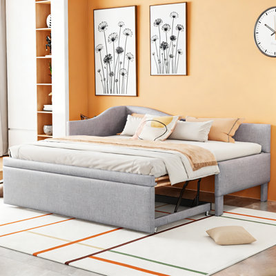 Twin L-Shaped Daybed With Pop-Up Trundle